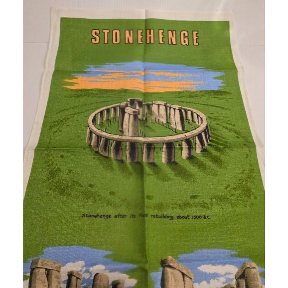 Stonehenge Tea Towel Irish Linen Vintage Made in Ireland New 19" x 30"